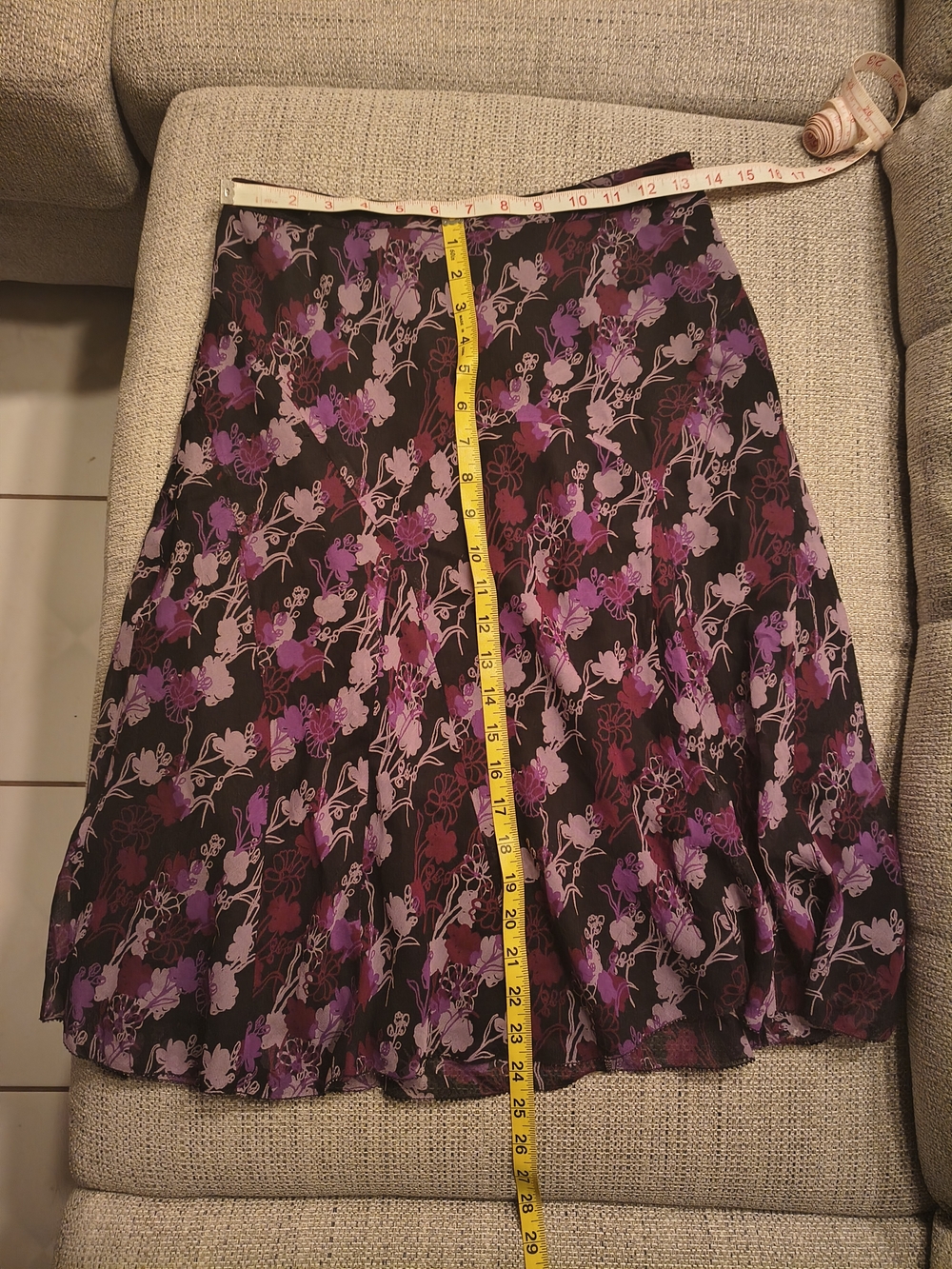 Alfani Black Circle Skirt with Purple Floral Print